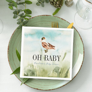 Serviette En Papier Oh Baby Duck/Mallard Watercolor Baby shower garçon