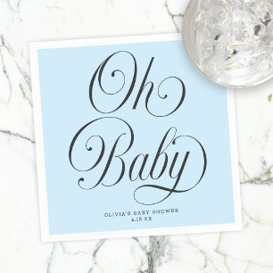 Serviette En Papier Oh Baby écriture élégante Lt. Bleu Garçon Baby Sho