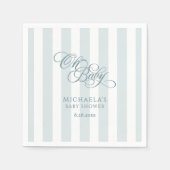 Serviette En Papier Oh Baby Elegant Script & Stripes Baby shower (Devant)