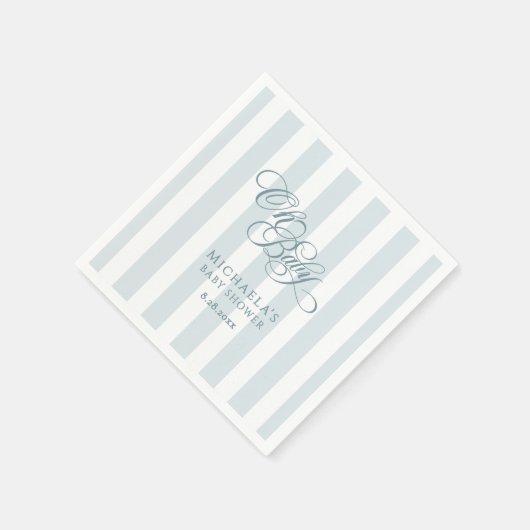Serviette En Papier Oh Baby Elegant Script & Stripes Baby shower (Coin)