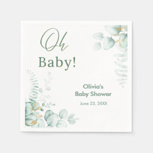 Serviette En Papier Oh Baby Eucalyptus Végétal Doré Baby Shower