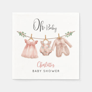 Serviette En Papier Oh Baby Fleurs Roses Baby Shower