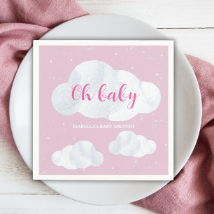 Serviette En Papier Oh Baby Girl Pink Nuds Sky Stars Baby shower