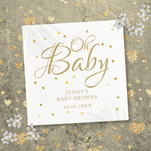 Serviette En Papier Oh Baby Gold Hearts Confetti Baby shower Sprinkel