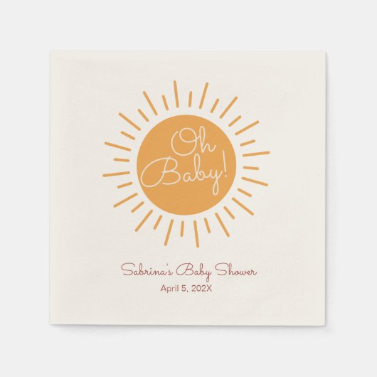 Serviette En Papier Oh Baby mignon baby shower de soleil boho (Devant)