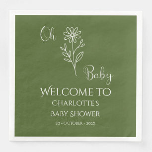Serviette En Papier Oh Baby Minimaliste Baby Shower Fleur Sauvage