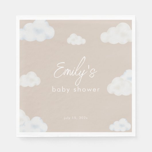Serviette En Papier Oh Baby moderne Beige Cloud Baby shower Napkin (Devant)