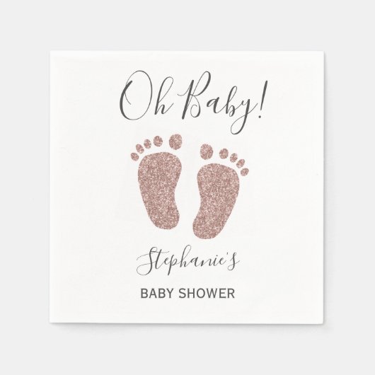 Serviette En Papier Oh Baby Parties scintillant rose Baby shower servi (Devant)