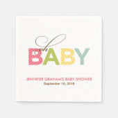 Serviette En Papier Oh Baby Patterned Baby shower Napkin en rose (Devant)