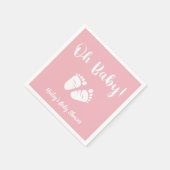 Serviette En Papier Oh Baby Pieds | Baby shower blanc rose fille (Coin)