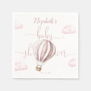 Serviette En Papier Oh Baby Pink Hot Air Balloon Girl Baby shower