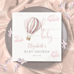 Serviette En Papier Oh Baby Pink Hot Air Balloon Girl Baby shower