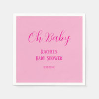 Oh Baby Pink Script Modern Cute Girl Baby shower