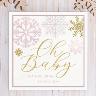Serviette En Papier Oh Baby Pink Snowflake douche serviettes