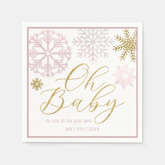 Serviette En Papier Oh Baby Pink Snowflake douche serviettes (Devant)