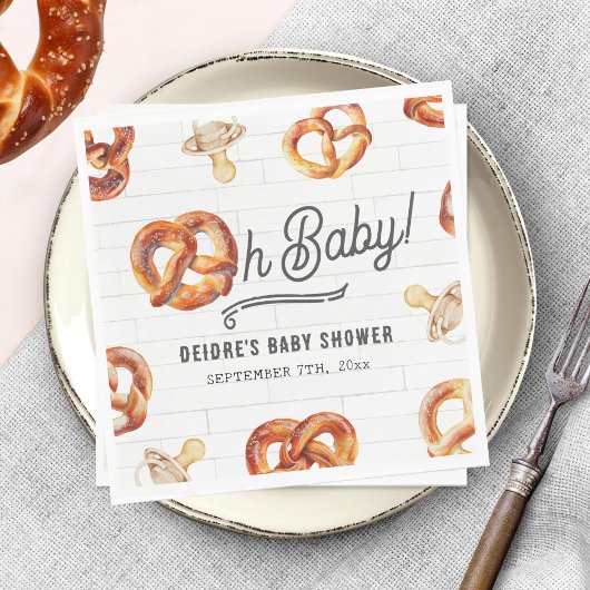 Serviette En Papier Oh Baby Pretzels & Pacifiers Baby shower Bienvenue