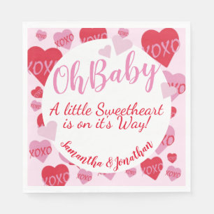 Serviette En Papier Oh Baby rose rouge amoureux Baby shower rose