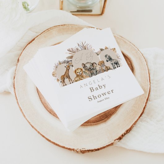 Serviette En Papier Oh Baby Safari Animaux Boho Baby shower
