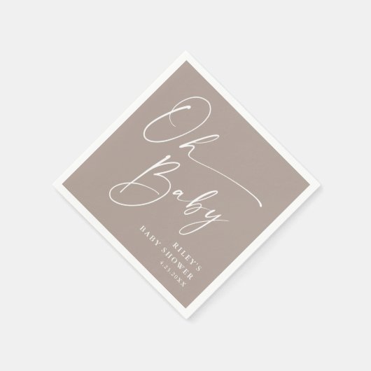 Serviette En Papier Oh Baby Script Moderne Baby shower Neutre (Coin)