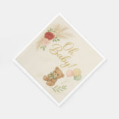 Serviette En Papier Oh Baby Shower Napkins with Teddy Bear & Pampas (Coin)