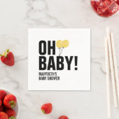Serviette En Papier Oh Baby simple Baby shower de ballon jaune Napkin (En situation)