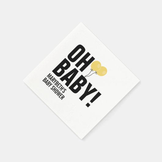 Serviette En Papier Oh Baby simple Baby shower de ballon jaune Napkin (Coin)