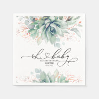 Oh Baby Succulents Baby shower verdure serviettes