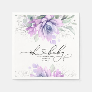 Serviette En Papier Oh Baby Succulents Baby shower vert argent