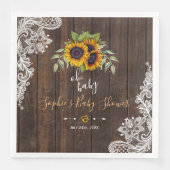 Serviette En Papier Oh BABY Sunflowers Bouquet BABY SHOWER dentelle en (Devant)