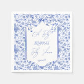 Serviette En Papier Oh bébé bleu toile de jouy croquis baby shower (Devant)