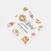 Serviette En Papier Oh Bébé Bouteilles & Bagels Fille Baby shower Brun (Coin)