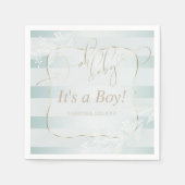 Serviette En Papier OH Bébé ! Calligraphie Ombré Turquoise Bleu (Devant)