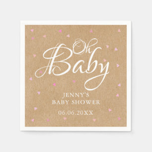 Serviette En Papier Oh Bébé Cœurs Roses Amour Baby Shower / Sprinkle