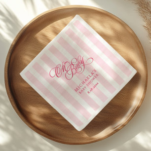 Serviette En Papier Oh Bébé Écriture Élégante & Rayures Fête Prénatale