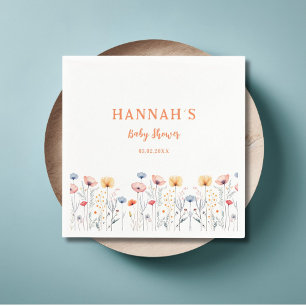 Serviette En Papier OH BÉBÉ ! Fleur sauvage frais Baby shower blanc