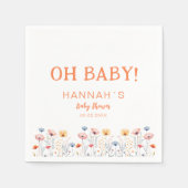 Serviette En Papier OH BÉBÉ ! Fleur sauvage frais | Baby shower blanc (Devant)