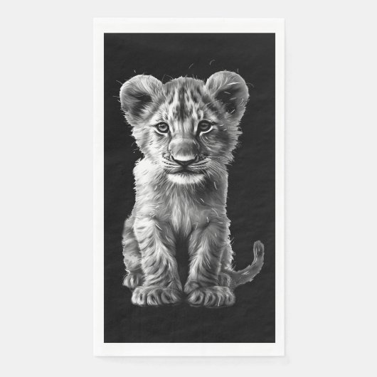 Serviette En Papier Oh Bébé Gros Chat Cub Gris Noir (Devant)