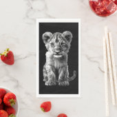 Serviette En Papier Oh Bébé Gros Chat Cub Gris Noir (En situation)