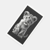 Serviette En Papier Oh Bébé Gros Chat Cub Gris Noir (Coin)