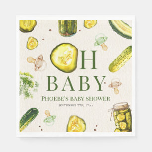 Serviette En Papier Oh Bébé Pickles + Tétines Baby Shower Neutre