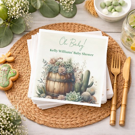 Serviette En Papier Oh Bébé ! Succulentes Rustiques et Cactus pour la 