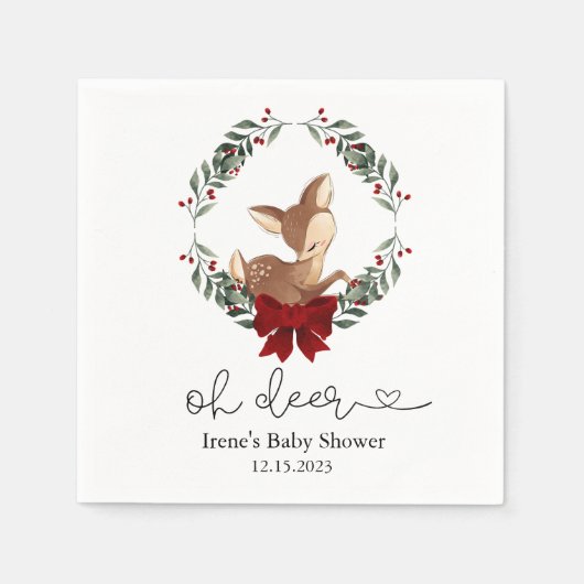 Serviette En Papier Oh Biche Décoration d'hiver pour Bébé (Devant)