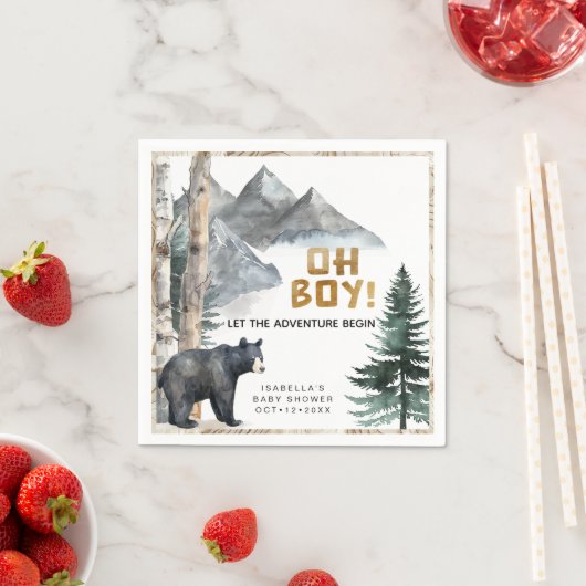 Serviette En Papier Oh Boy Adventure Begin | Baby shower Ours & Birch (En situation)