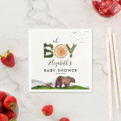 Serviette En Papier Oh Boy Aquarelle Bois Ours Baby shower (En situation)