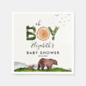 Serviette En Papier Oh Boy Aquarelle Bois Ours Baby shower (Devant)