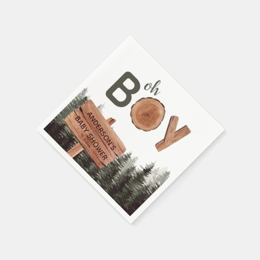 Serviette En Papier Oh Boy - Baby shower des bois (Coin)