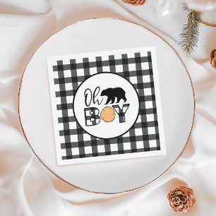 Serviette En Papier Oh Boy Bear carreau Buffalo plaid Baby Shower
