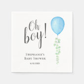 Serviette En Papier Oh Boy Blue Balloon Baby shower garçon (Devant)