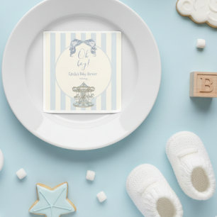 Serviette En Papier Oh Boy Blue Bow Carrousel cheval Baby Shower