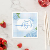 Serviette En Papier Oh Boy Blue Gingham Plaid Hydrangea Baby Shower Na (En situation)